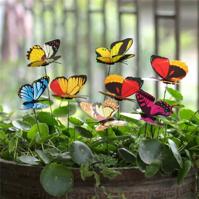20 шт., декоративные двухслойные съемные бабочки для украшения сада |  AliExpress