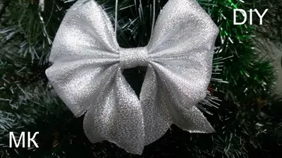 Bows on the Christmas tree with their hands /MK kanzashi/kanzashi  Christmas/DIY - YouTube