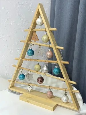 Декоративная деревянная елка Сканди с новогодними игрушками и гирляндой  SilverBull 16142914 купить в интернет-магазине Wildberries