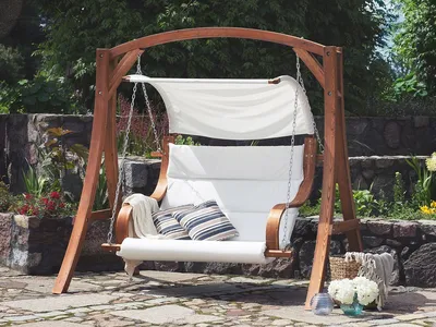 Деревянные качели для крыльца 42 дюйма, наружная подвесная скамейка для  патио, мебель для палубы, сада, двора с монтажными цепочками, вес 500  фунтов | AliExpress
