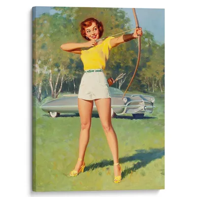 Спортивная молодая женщина с луком и стрелами для стрельбы из лука на сером  фоне :: Стоковая фотография :: Pixel-Shot Studio