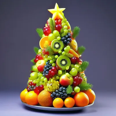 Новогодняя елка из фруктов от шеф-…» — создано в Шедевруме