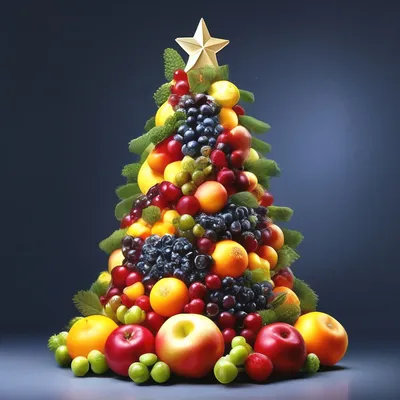 Нарядная новогодняя елка из фруктов…» — создано в Шедевруме