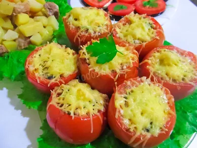 Фаршированные помидоры фаршем в духовке фото фотографии