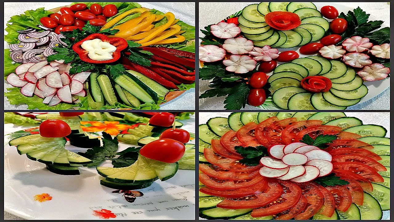 Нарезки огурцов и помидоров на стол. Овощная нарезка. Красивая нарезка. Простые нарезки из овощей. Красиво порезать овощи на стол.