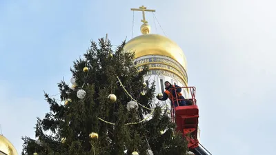 Украшение новогодней елки на Красной площади | РИА Новости Медиабанк