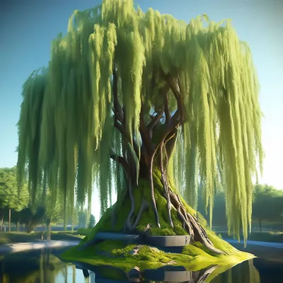 плакучая ива в воде большое дерево покрывающее пруд, картина с ивой, ива,  завод фон картинки и Фото для бесплатной загрузки