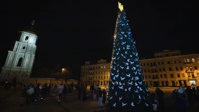 Как выглядели новогодние елки на площади в Киеве за последние 4 года