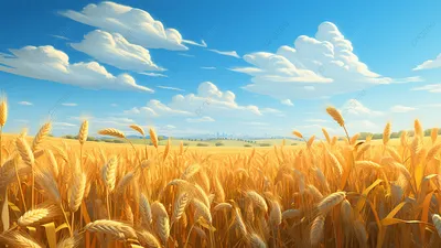 Скачать обои и картинки пшеница, колосья, золотые, зерно, растение, небо,  синее для рабочего стола в разрешении 1152x864