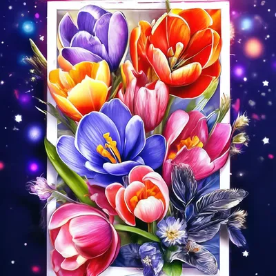 Открытка Букет тюльпанов на чудный день 8 марта - картинки, открытки с  поздравлениями