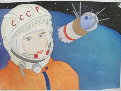 Рисунок для срисовки карандашом на день космонавтики (26 шт)