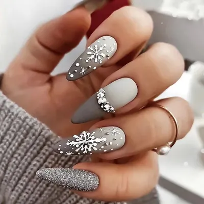 24 шт., новогодние накладные ногти в форме миндаля, бриллианты,  дизайнерские накладные ногти, акриловые накладные ногти с полным покрытием  | AliExpress