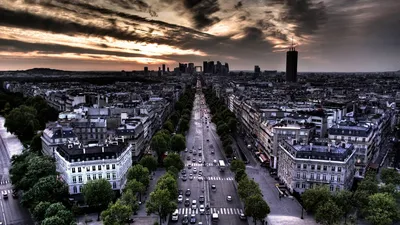 Обои Города Париж (Франция), обои для рабочего стола, фотографии города,  париж , франция, эйфелева, башня, панорамма, огни, город, ночь Обои для рабочего  стола, скачать обои картинки заставки на рабочий стол.