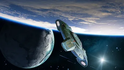 Космический корабль покоряет просторы космоса - обои на рабочий стол