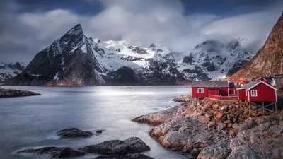 норвегия, фьорд, горы, ночь, северное сияние, красиво, звезды, облака,  зима, norway | Northern lights, Norway nature, Lofoten islands norway