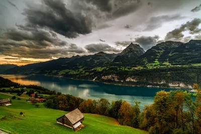 Обои швейцария, гларус, горы, озеро, берег картинки на рабочий стол, фото  скачать бесплатно