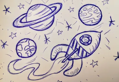 Рисунки для срисовки на тему космос - 92 фото