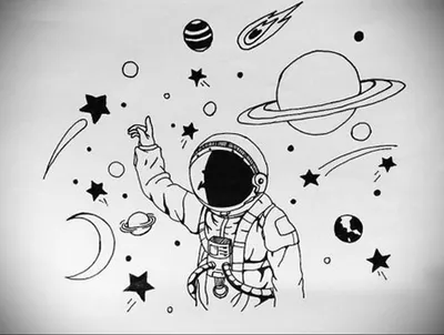Рисунки для срисовки черно белые космос - 46 фото
