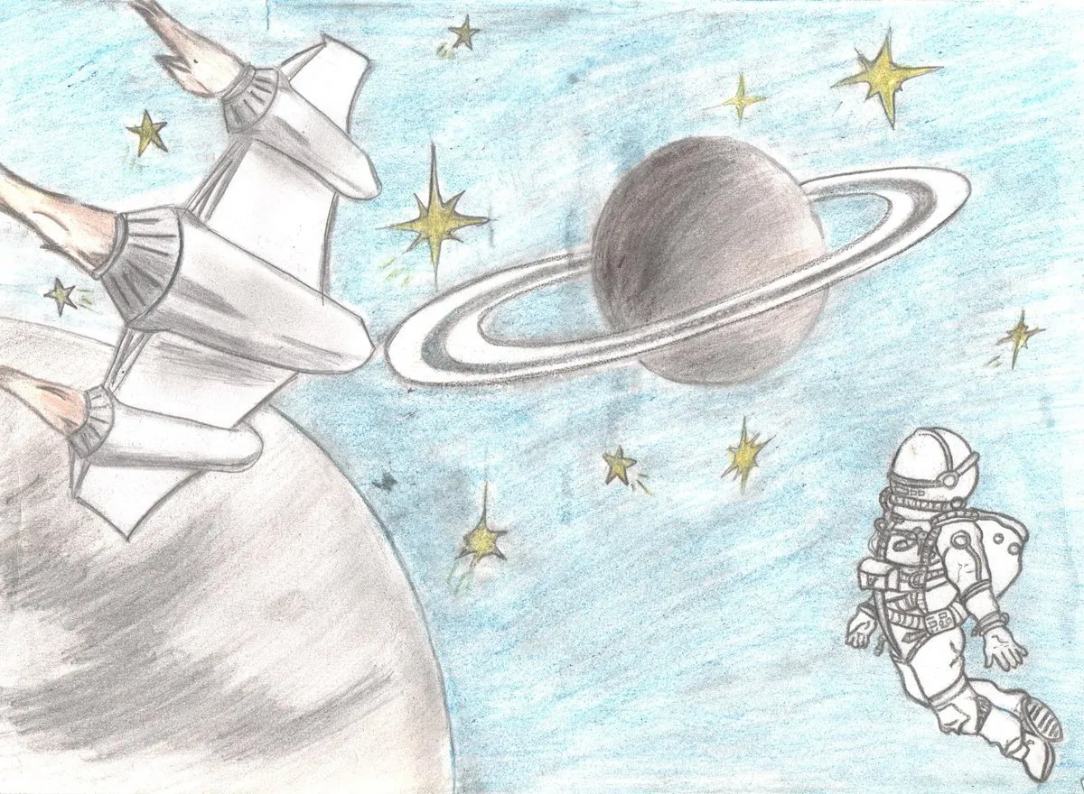 Рисунок ко дню космонавтики легкий и красивый. Рисунок космоса карандашом для срисовки. Рисунок на тему космос. Рисунок на космическую тему. Космос рисунок карандашом.