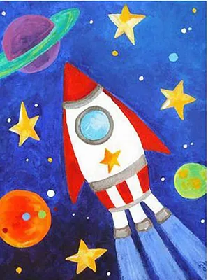 Детские рисунки на тему космос - 64 фото