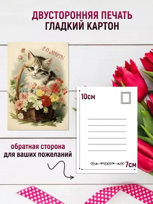 Романтические открытки с котами к 8 марта - скачать бесплатно