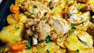 Картошка с мясом грибами и сыром запеченные в духовке рецепт с фото  пошагово - 1000.menu