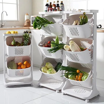 Купить Кухонная передвижная тележка, вращающаяся стойка для хранения  тележки для хранения овощей и фруктов | Joom