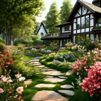 Красивый сад с красивым ландшафтным …» — создано в Шедевруме