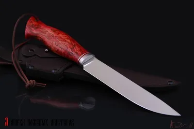 Нож Амундсен (Х12МФ, Накладки стабилизированная карельская береза красная)  zlatonozh-0058 купить по цене 5600 руб
