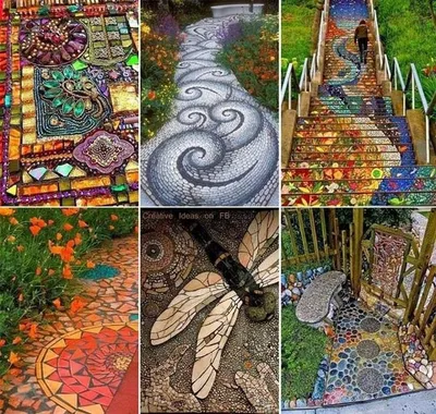 Идеи красивых мозаичных дорожек | Искусство устройства садов, Галечная  мозаика, Садовые дорожки