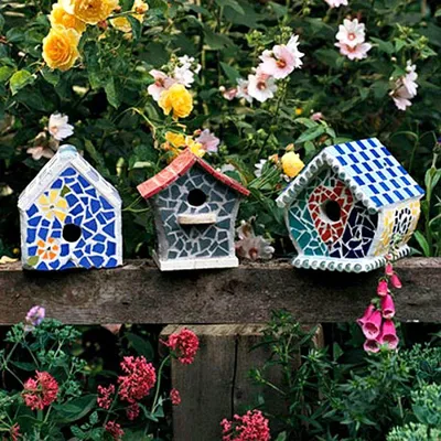 Мозаика в саду своими руками | Bird houses diy, Mosaic birds, Mosaic garden