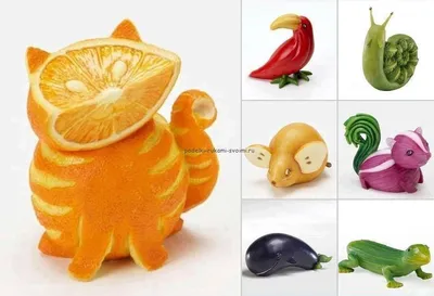 Осенние поделки из овощей и фруктов | Creative food art, Food art, Food  animals