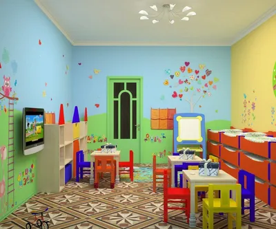 Покраска стен в детском саду - 58 фото