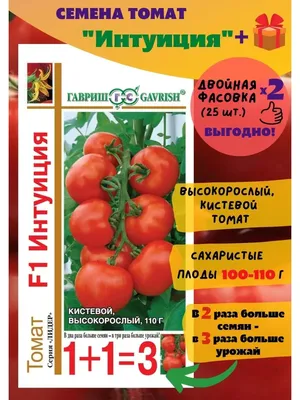 Отзыв о Семена Томата Гавриш \"Интуиция F1\" | Гибрид с неравномерно  растянутым периодом плодоношения. Плоды мелковаты, но много. По паре  растений можно выращивать.