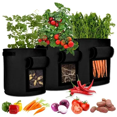 Выращивание картофеля bag, 3 упаковки, мешки для выращивания растений с  откидной крышкой для окна, дышащие мешки для посадки и утолщенные с двумя  ручками | AliExpress