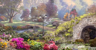 Дизайнерские фотообои \"Прекрасный сад с разноцветными деревьями\" - Арт.  010731 | Купить в интернет-магазине Уютная стена