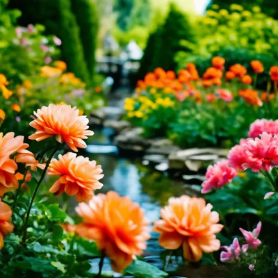 Прекрасный сад с множеством красивых…» — создано в Шедевруме