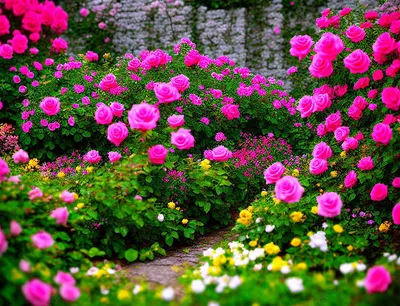 Сад роз, сквозь розы видно сине-…» — создано в Шедевруме