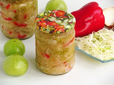Острый салат из зеленых помидоров | рецепт пошагово, фото, отзывы