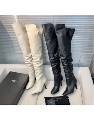 Сапоги Yves Saint Laurent Цвет: Белый, чёрный купить по цене 53000 руб.  арт. 56480