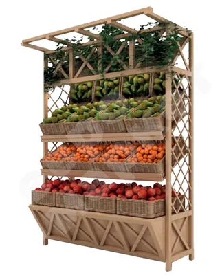 Купить Стеллаж для овощей деревянный под корзины в Москве по цене 38400 руб.