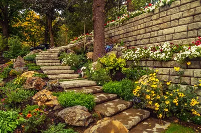 Лестницы и ступеньки в саду | Garden stairs, Sloped garden, Garden steps