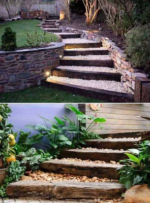 23 фото идеи ступенек на даче и загородном участке | Мои Идеи Для Дачи и  Сада | Garden stairs, Backyard garden, Sloped garden