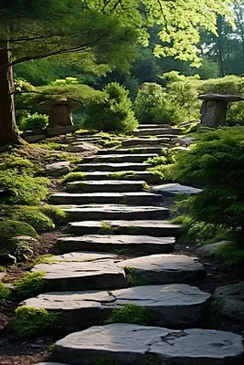 Лестницы на участке и ступеньки в саду из натурального камня. — Художник  Дима Ломать