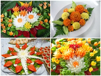 Как украсить салат цветами из овощей