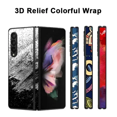 3D рельефная красочная наклейка на телефон для SAMSUNG Z Fold4 Fold3 5G  Back + Боковая пленка для Galaxy Z Fold2 Складная искусственная Наклейка  Обложка | AliExpress