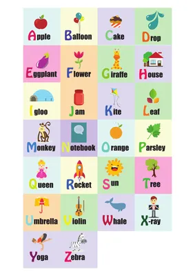 Английский алфавит для детей с картинками | Премиум векторы