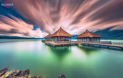 Обои на рабочий стол Облачное небо над озером Batur Lake Bali / Батур, Бали,  фотограф Bertoni Siswanto, обои для рабочего стола, скачать обои, обои  бесплатно