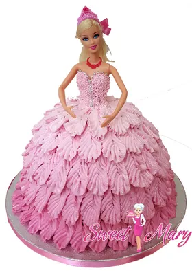 Торт Барби с куклой кремовый — на заказ по цене 950 рублей кг |  Кондитерская Мамишка Москва