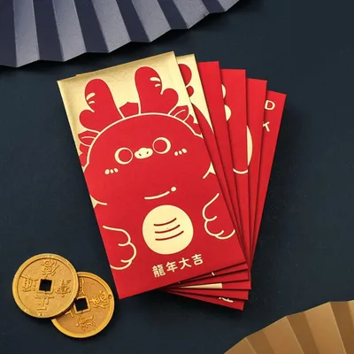 Купить Дракон Узор Красный конверт Удача Мешок денег Денежные мешки  Традиционные подарки для вечеринки HongBao | Joom